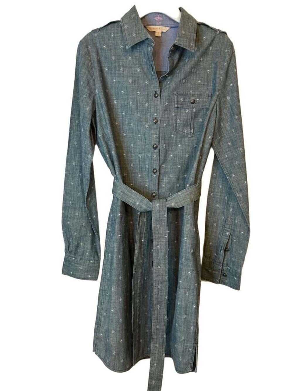 Indie Cottage preppy Brooks Brothers Women's Blue denim Belted Shirt Dress 4